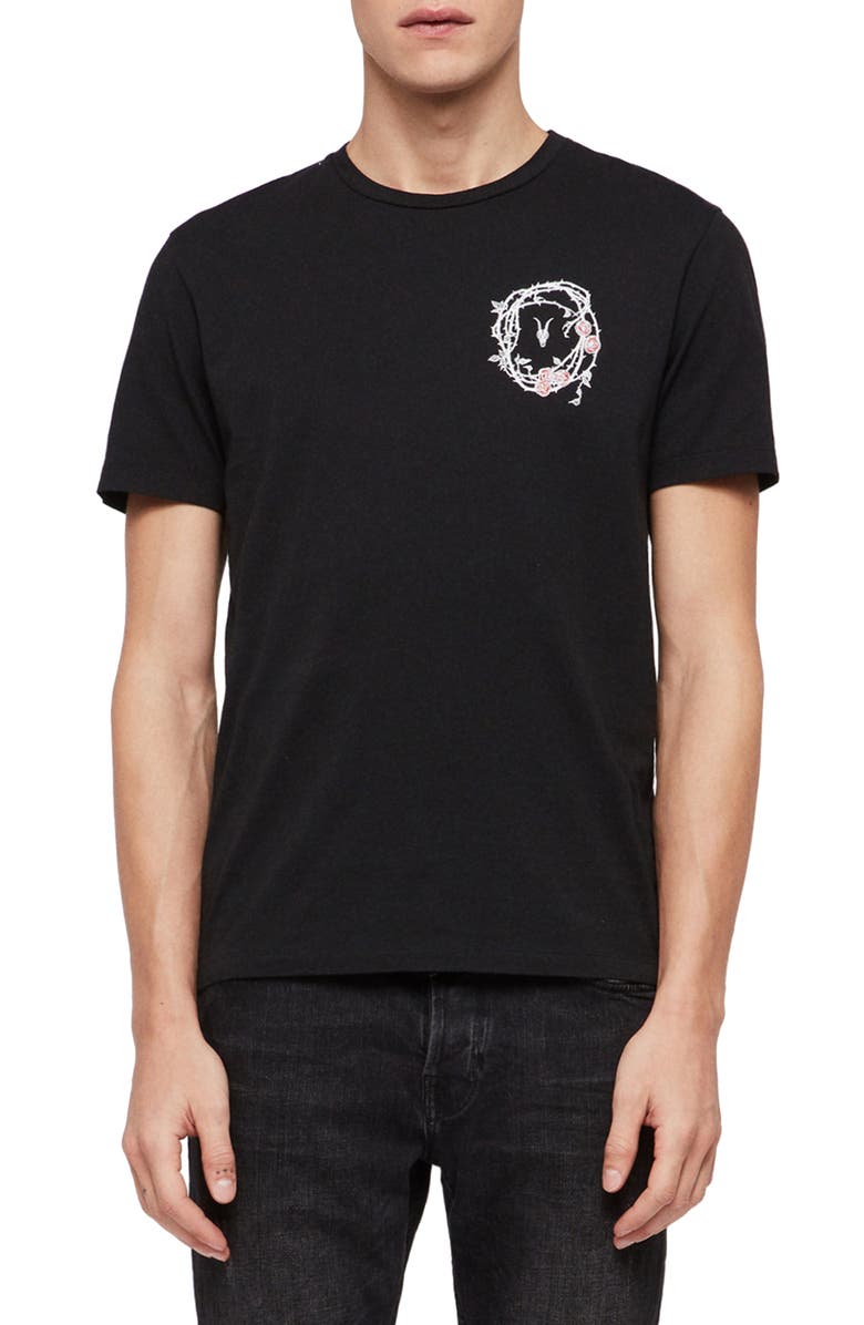 AllSaints Rose Skull Graphic T-Shirt, Main, color, 