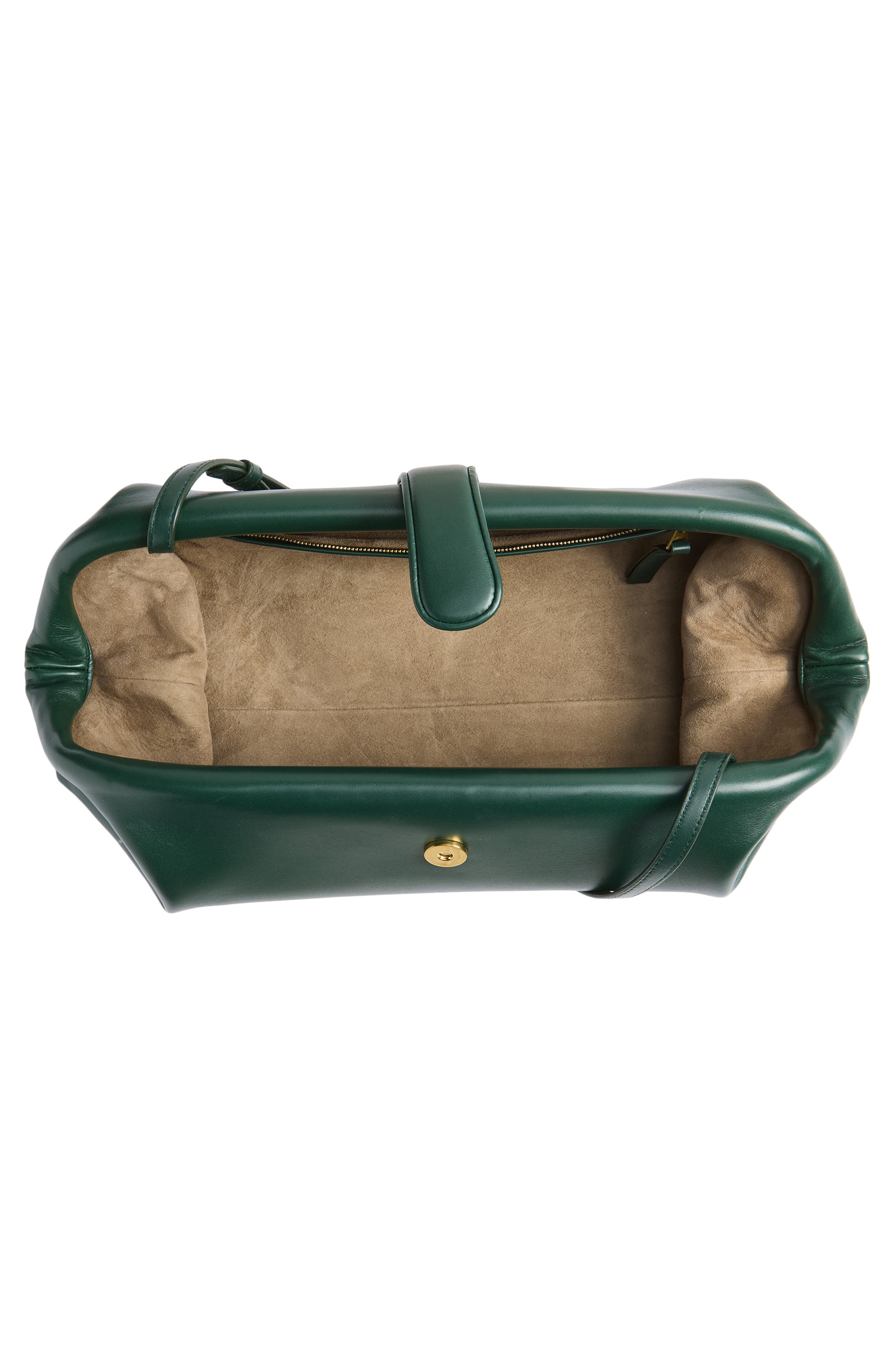 Bottega Veneta Leather East/West Clutch, Alternate, color, 3270 Alpi Green-Brass