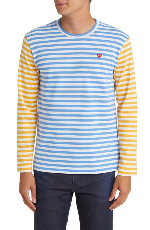 Small Heart Stripe Colorblock Long Sleeve T-Shirt