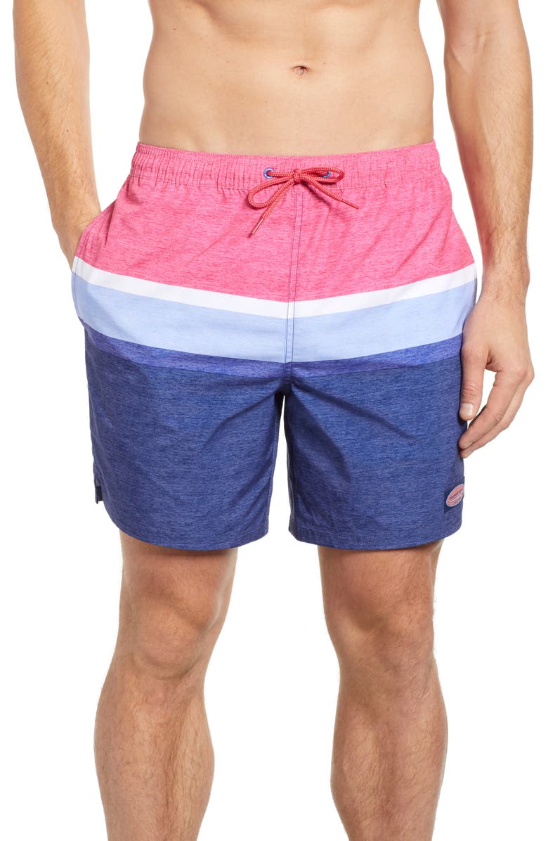 vineyard vines Deck Stripe Chappy Swim Trunks, Main, color, 