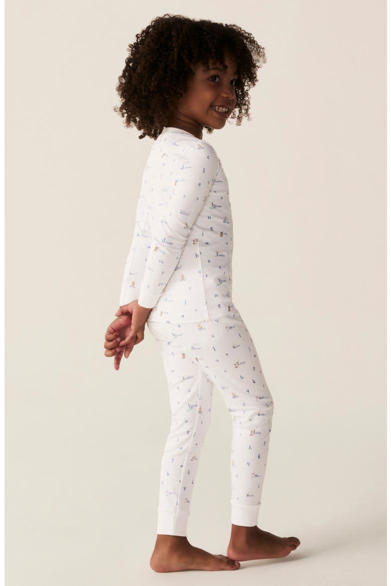 Fitted Two-Piece Pima Cotton Pajamas, Alternate, color, WHITE MULTI