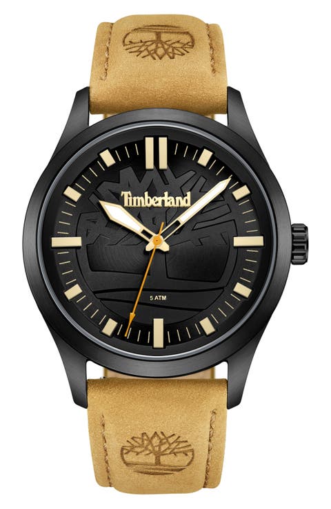 Rambush Leather Strap Watch, 42mm