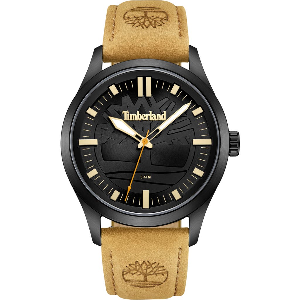 Timberland Rambush Leather Strap Watch, 42mm In Tan