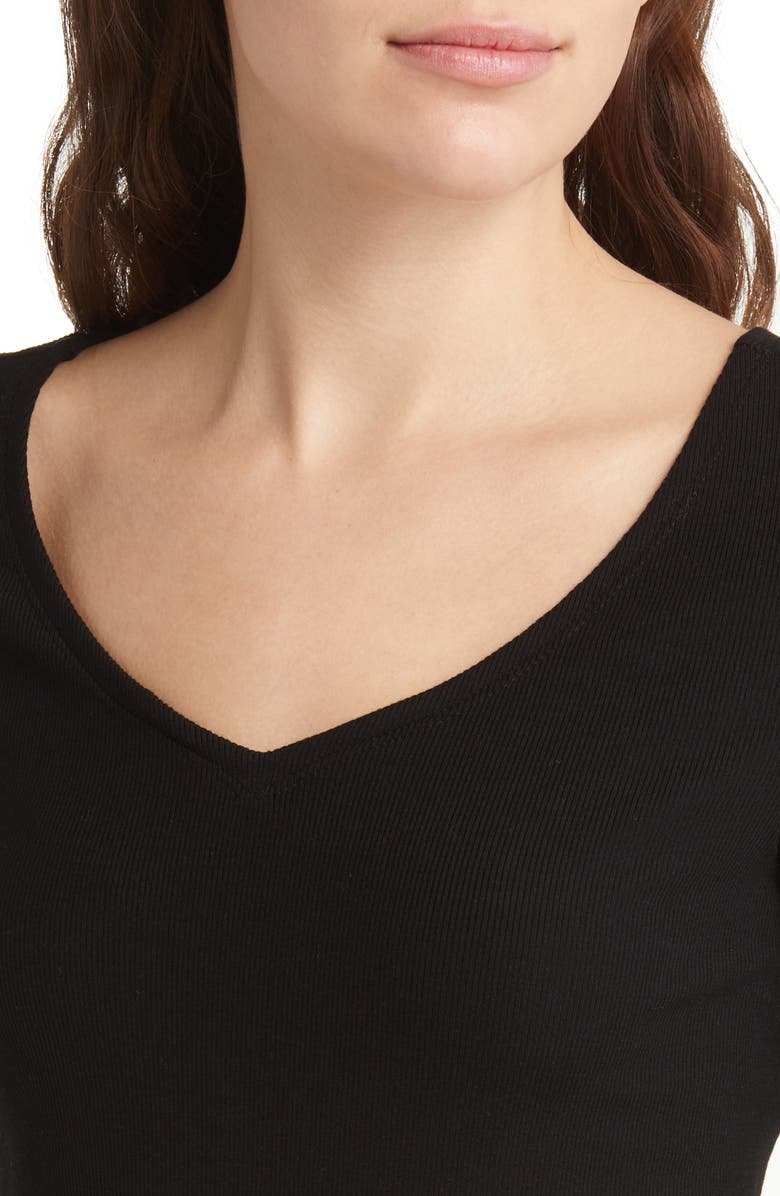 AG Marilyn Double V-Neck Rib T-Shirt, Alternate, color, 