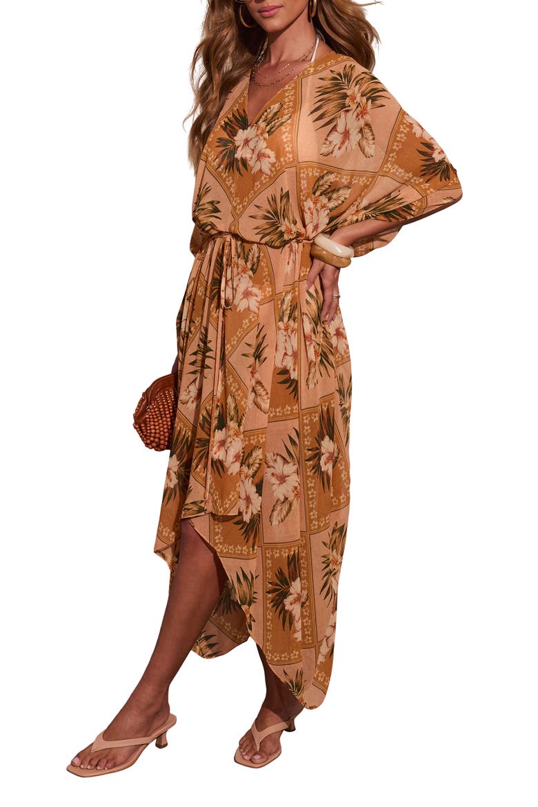 Shoreline Haze High-Low Maxi Dress, Alternate, color, GOLD MULTI