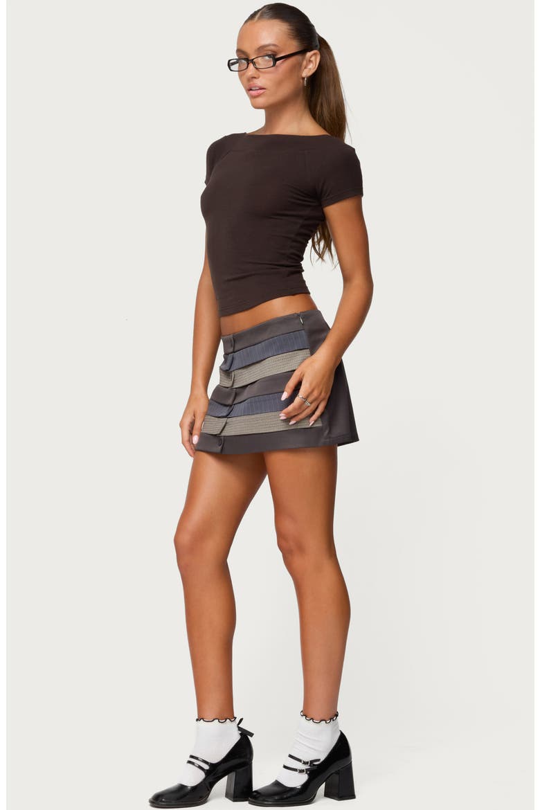 Kezi Mixed Pattern Miniskirt, Alternate, color, DARK-GRAY