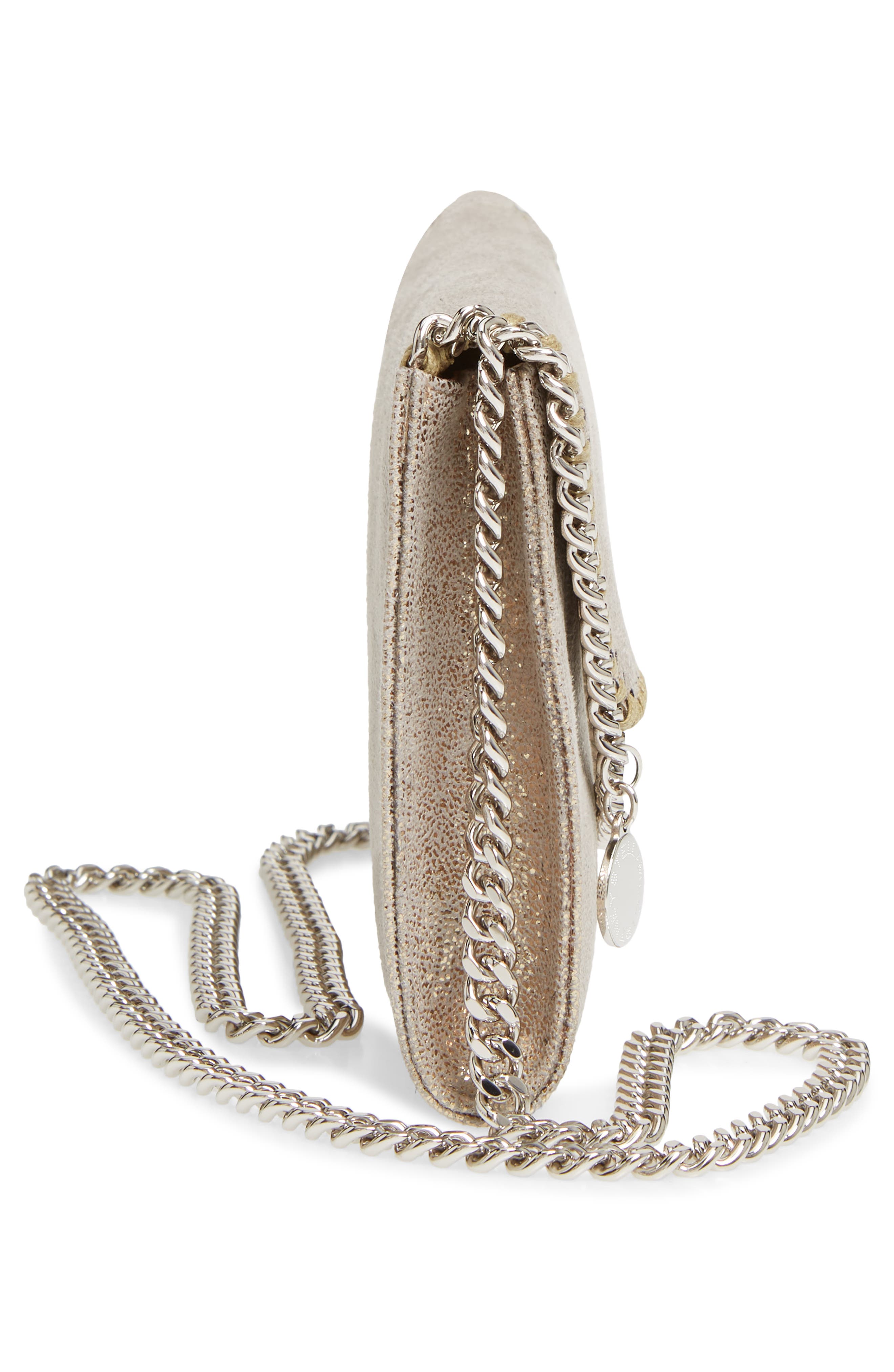 Stella McCartney Mini Falabella Metallic Faux Leather Crossbody Bag, Alternate, color, 