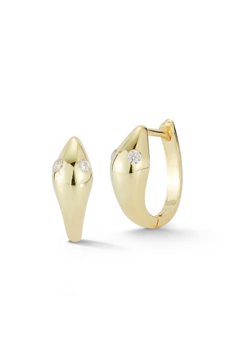 Cubic Zirconia Snake Huggie Hoop Earrings