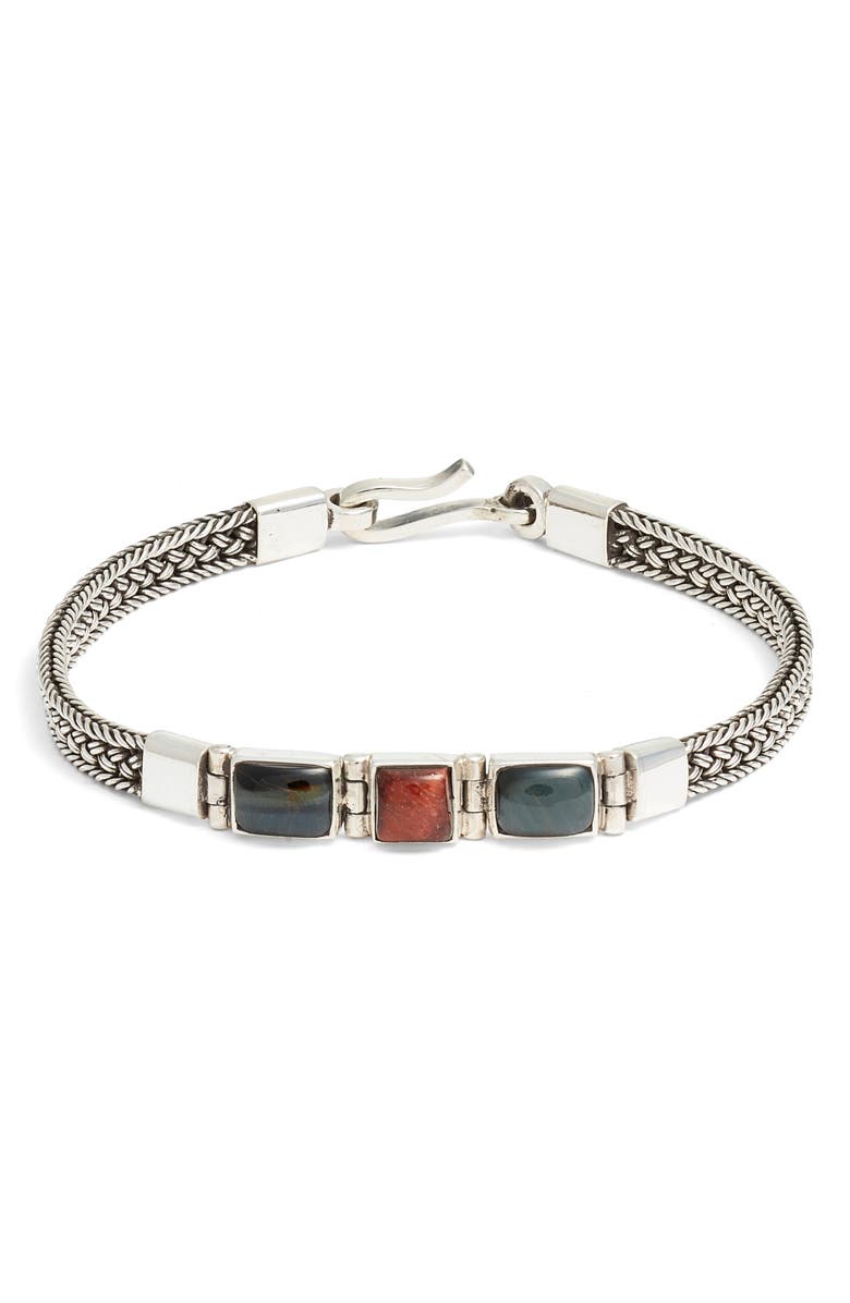 Caputo & Co. Triple Cabochon Artisan Bracelet, Main, color, Red Tiger Eye