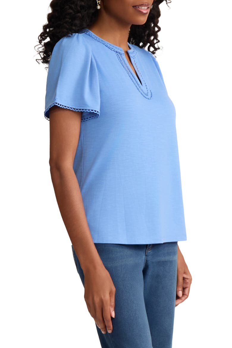 Split Neck Top, Alternate, color, BLUE HORIZON