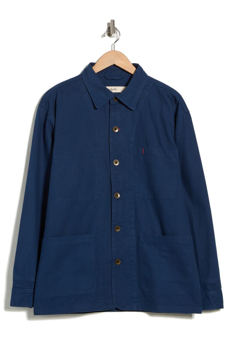 Imperfects Cunningham Organic Cotton Canvas Coat, Main, color, Banks Street Blue