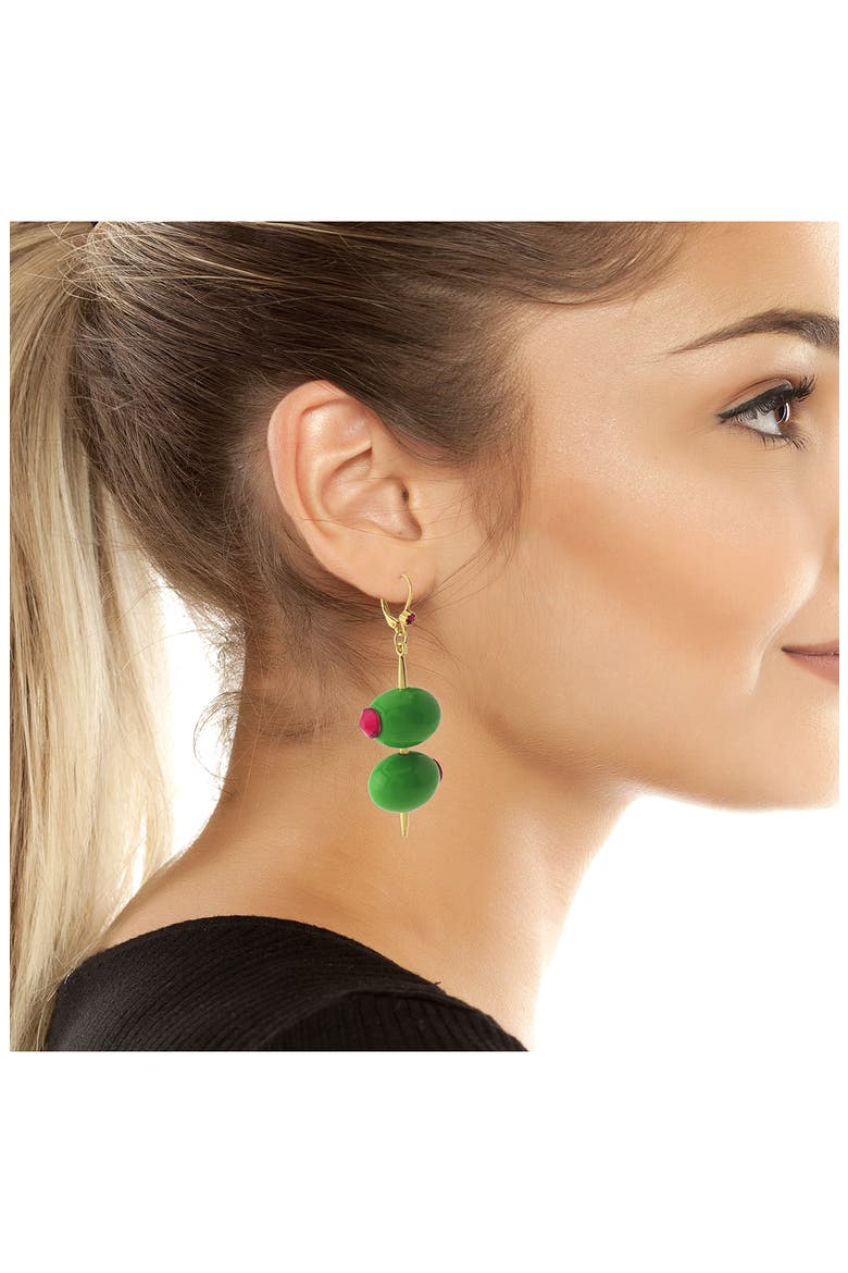 Olive Leverback Earrings, Alternate, color, GREEN