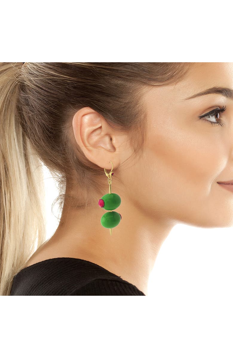 Betsey Johnson Olive Leverback Earrings, Alternate, color, Green
