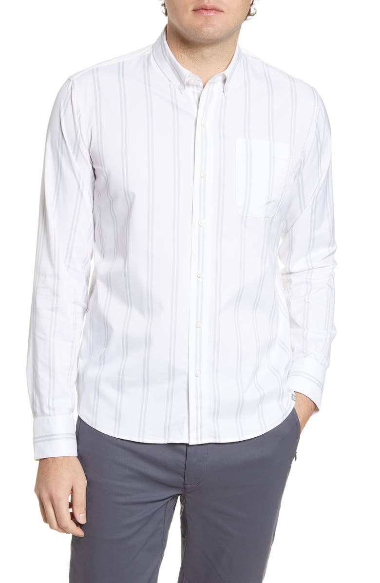 Tommy John Go Anywhere Stripe Button-Up Performance Shirt, Main, color, 