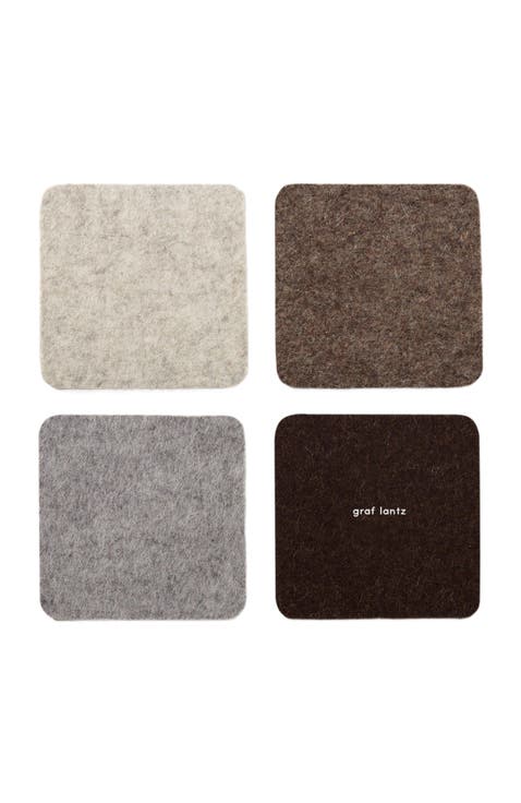 Bierfilzl Merino Wool Square Coaster Multi 4 Pack