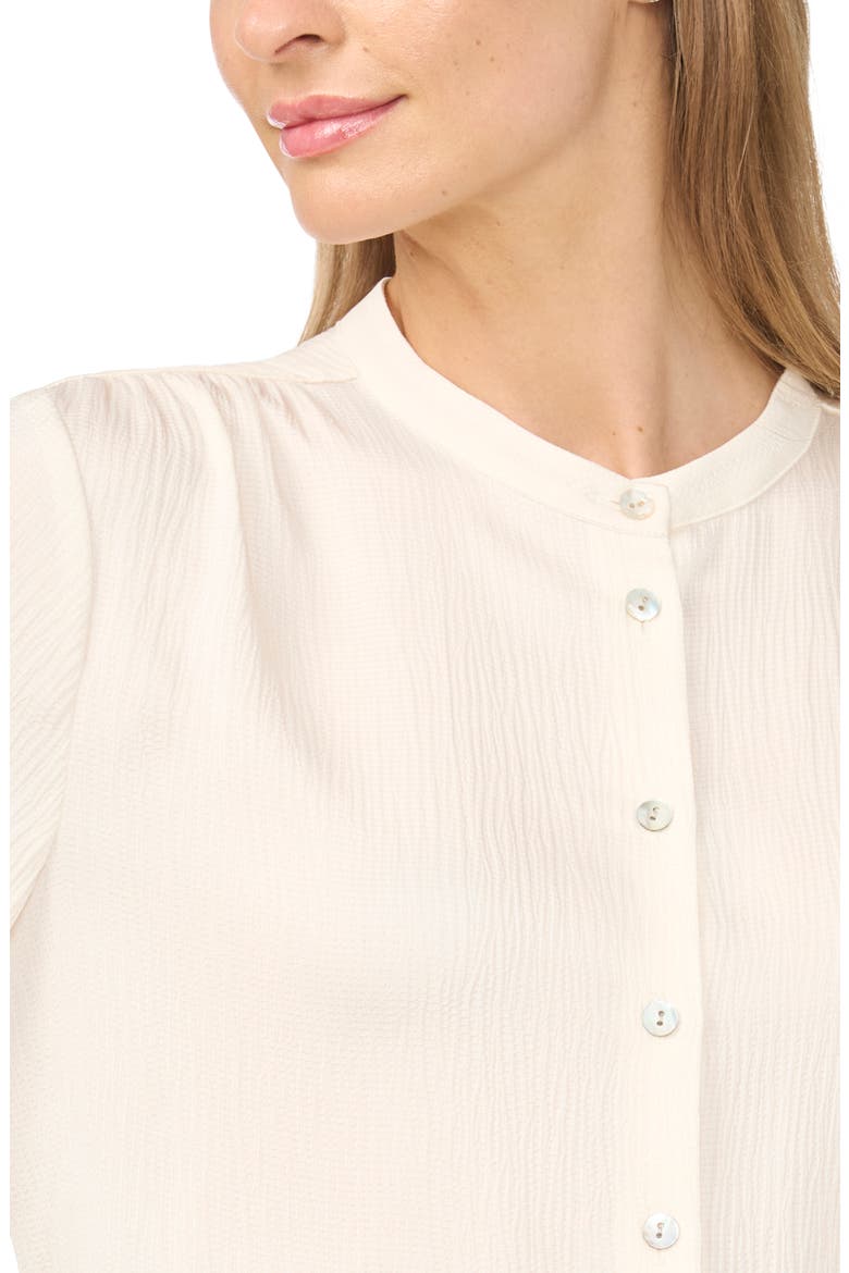 Shirred Long Sleeve Band Collar Shirt, Alternate, color, BUTTERCREAM