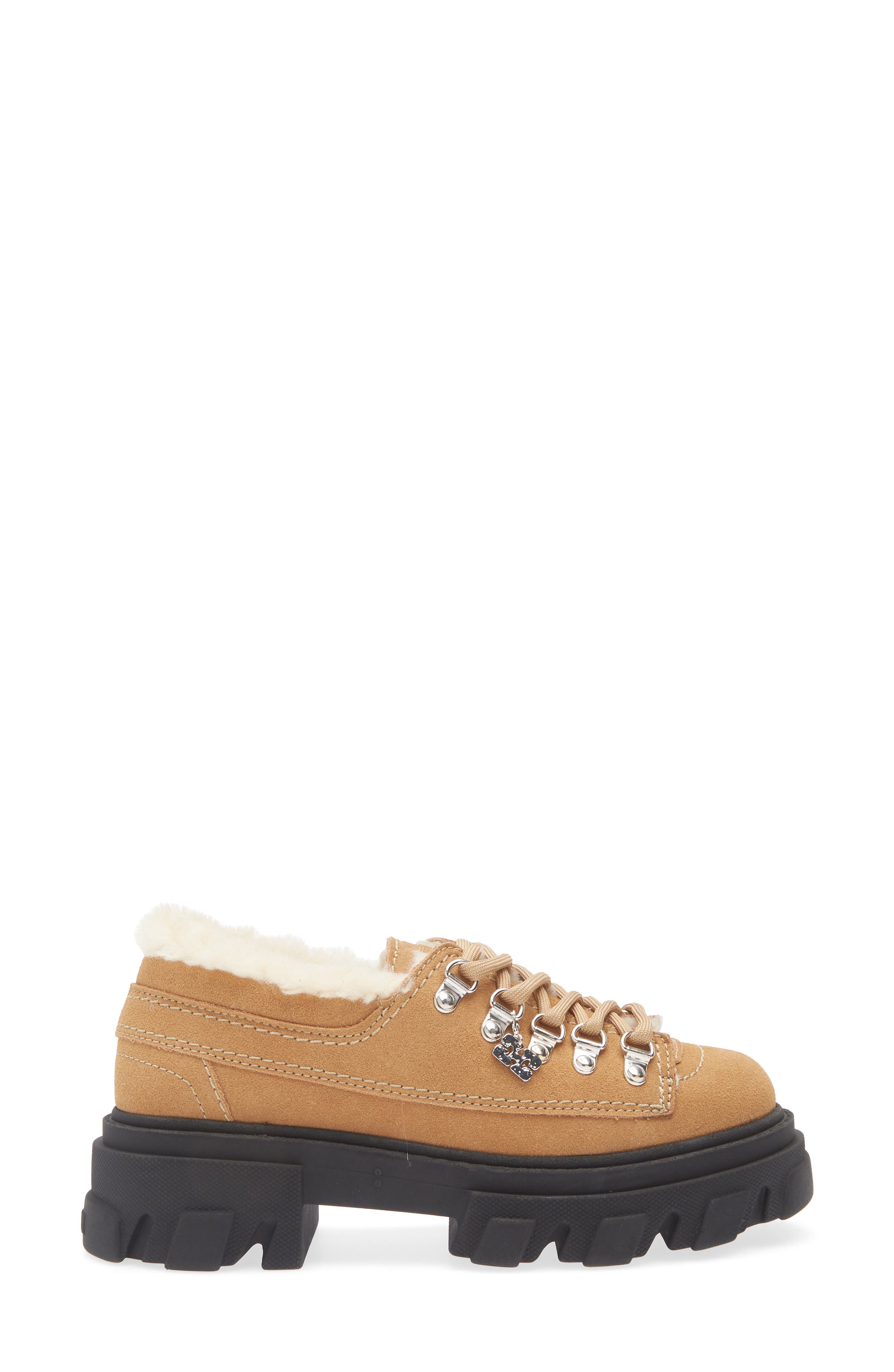 Ganni Derbies Cleated Platform Sneaker Boot, Alternate, color, Cognac