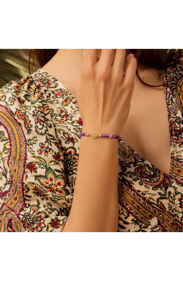 Karma and Luck Spiritual Transformation - Amethyst Butterfly Charm Bracelet, Alternate, color, Purple/Gold