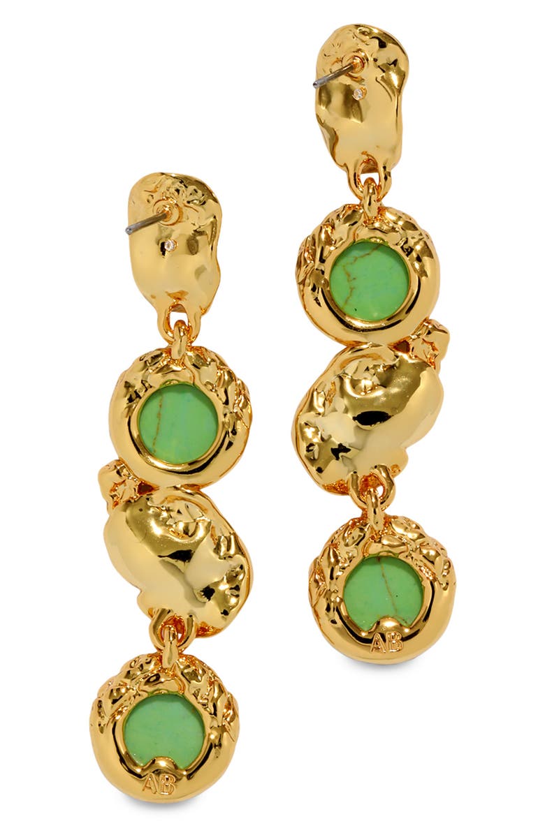 Alexis Bittar Brut Reconstituted Turquoise Coin Linear Drop Earrings, Alternate, color, Green/ Gold