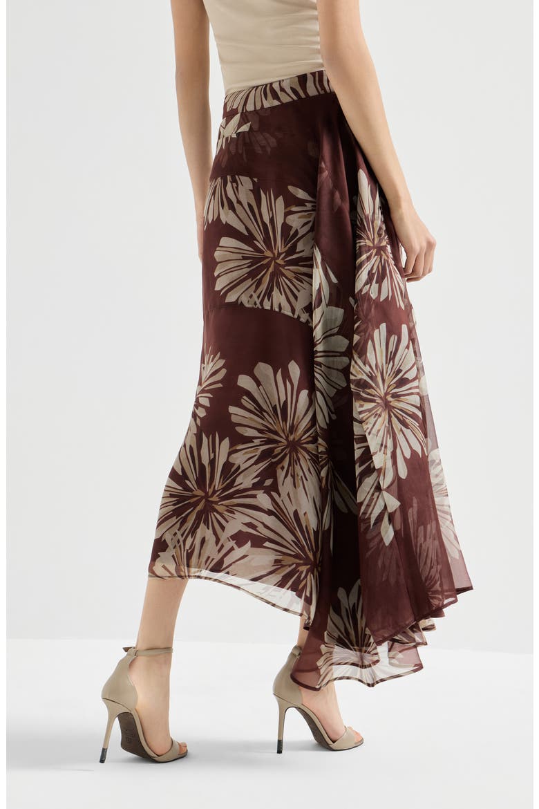 Bloom print fluid skirt, Alternate, color, Bordeaux