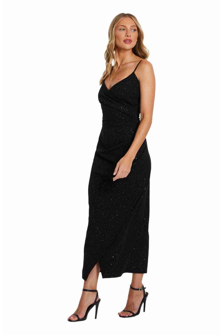 Glitter Liverpool Strappy Wrap Maxi Dress, Alternate, color, Black