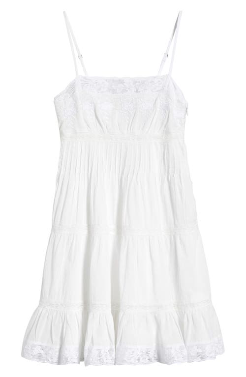 LoveShackFancy Kids' Zuri Floral Lace Embroidered Tiered Dress in White at Nordstrom, Size 14