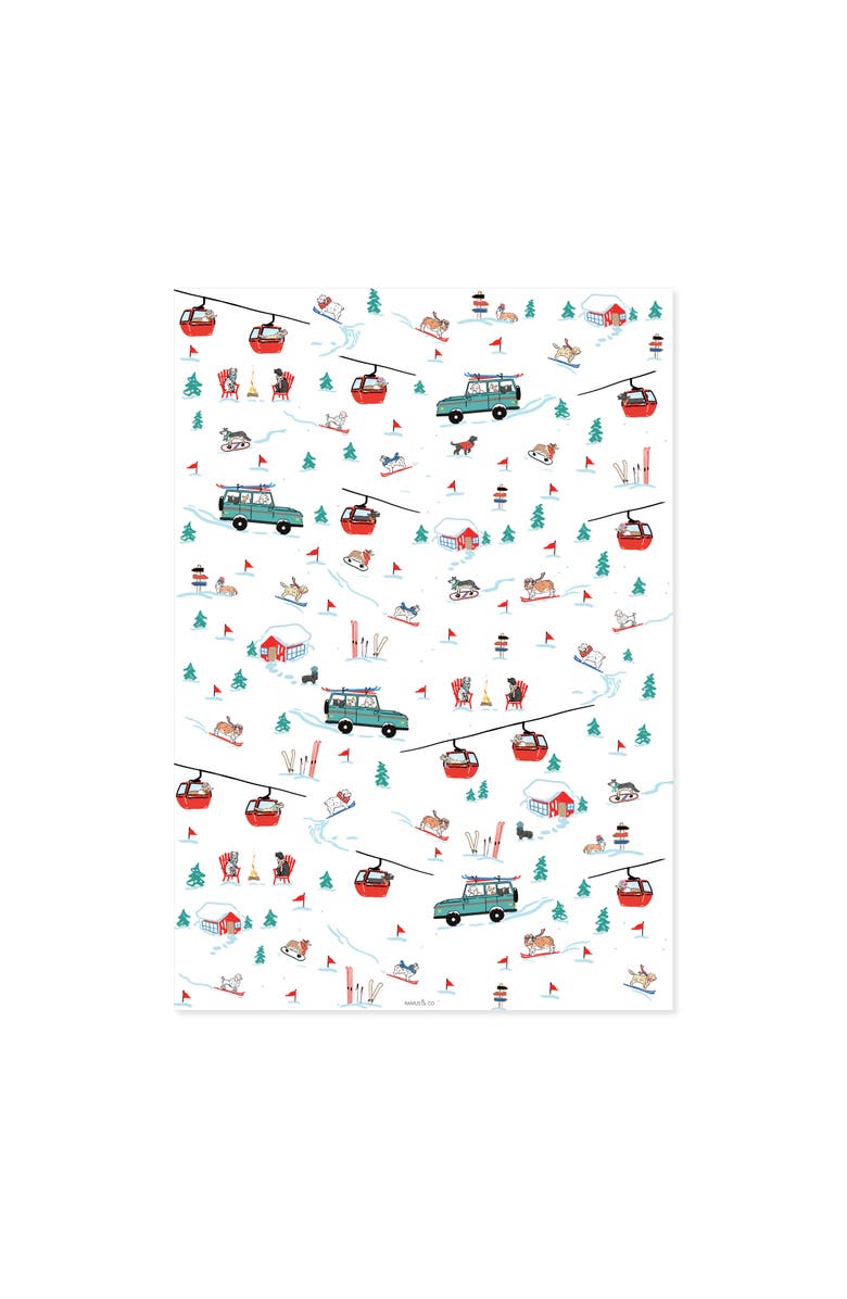 Ramus & Co Two-Sided "Ski Dogs" Heavyweight Christmas/Holiday Gift Wrap, Alternate, color, Multicolored