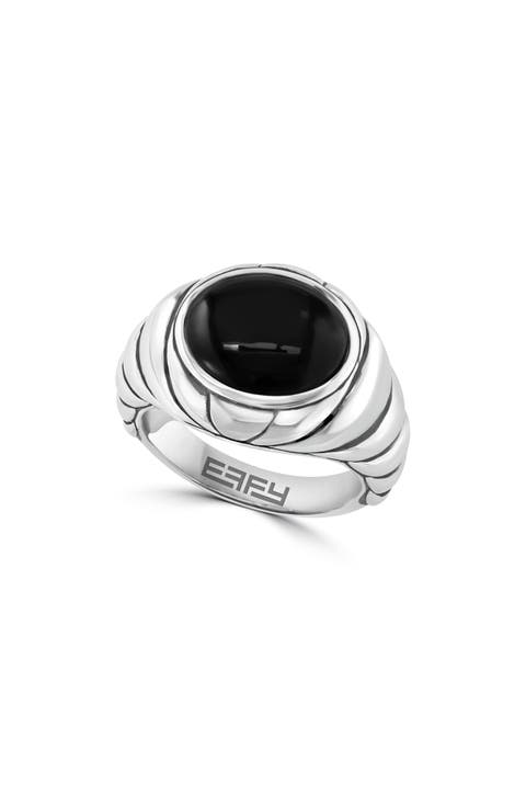 Sterling Silver Onyx Ring - Size 10
