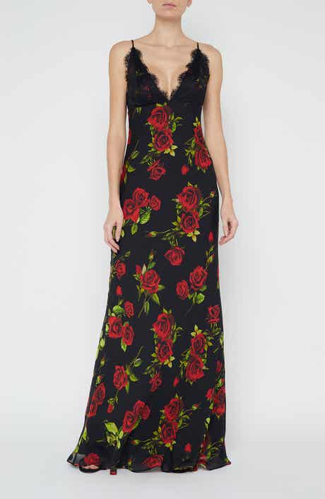 L'AGENCE Susanna Floral Print Silk Slipdress