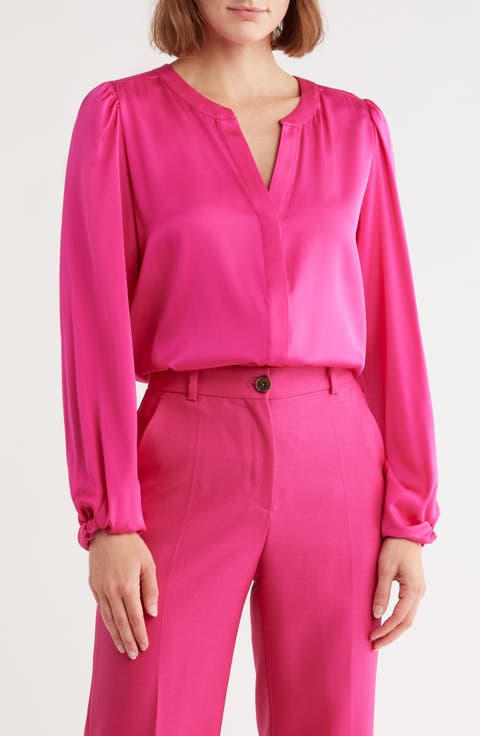 Birlana Long Sleeve Stretch Silk Top