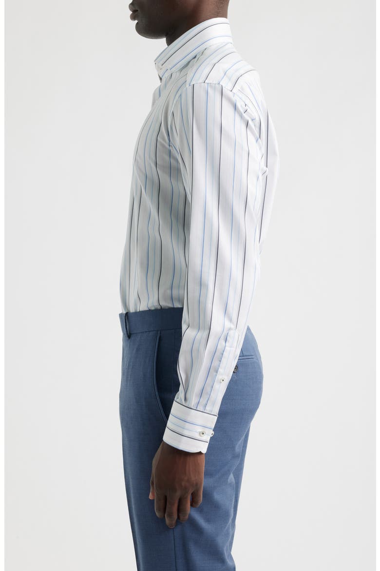 Modern Fit Stripe Non-Iron Cotton Twill Dress Shirt, Alternate, color, BLUE