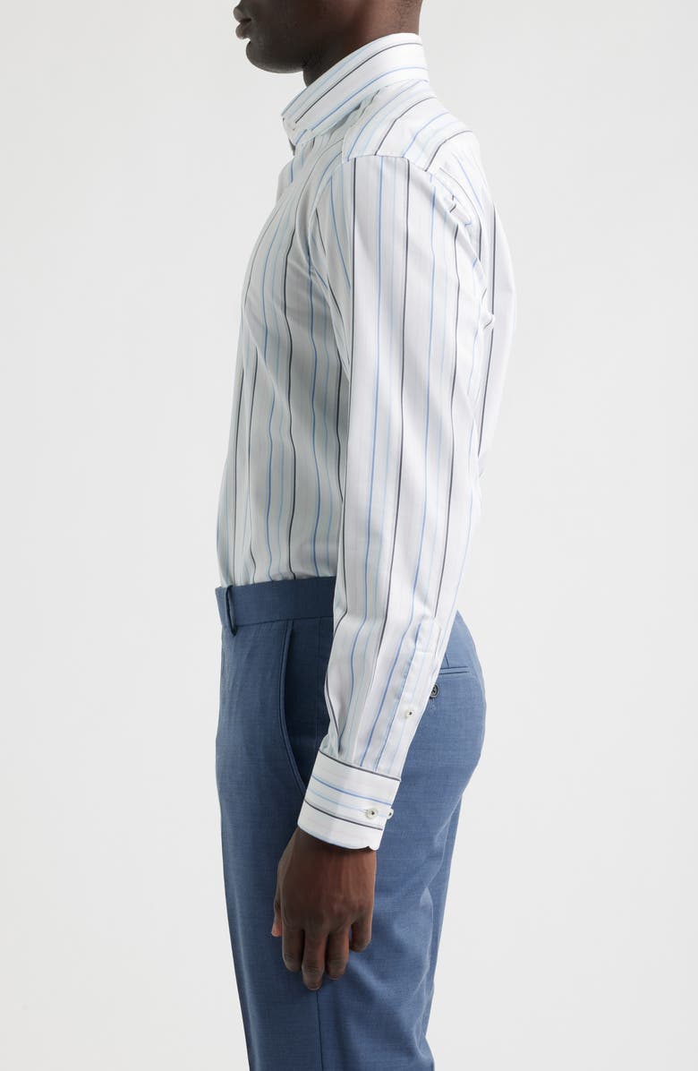 1863 by Eterna Modern Fit Stripe Non-Iron Cotton Twill Dress Shirt, Alternate, color, Blue
