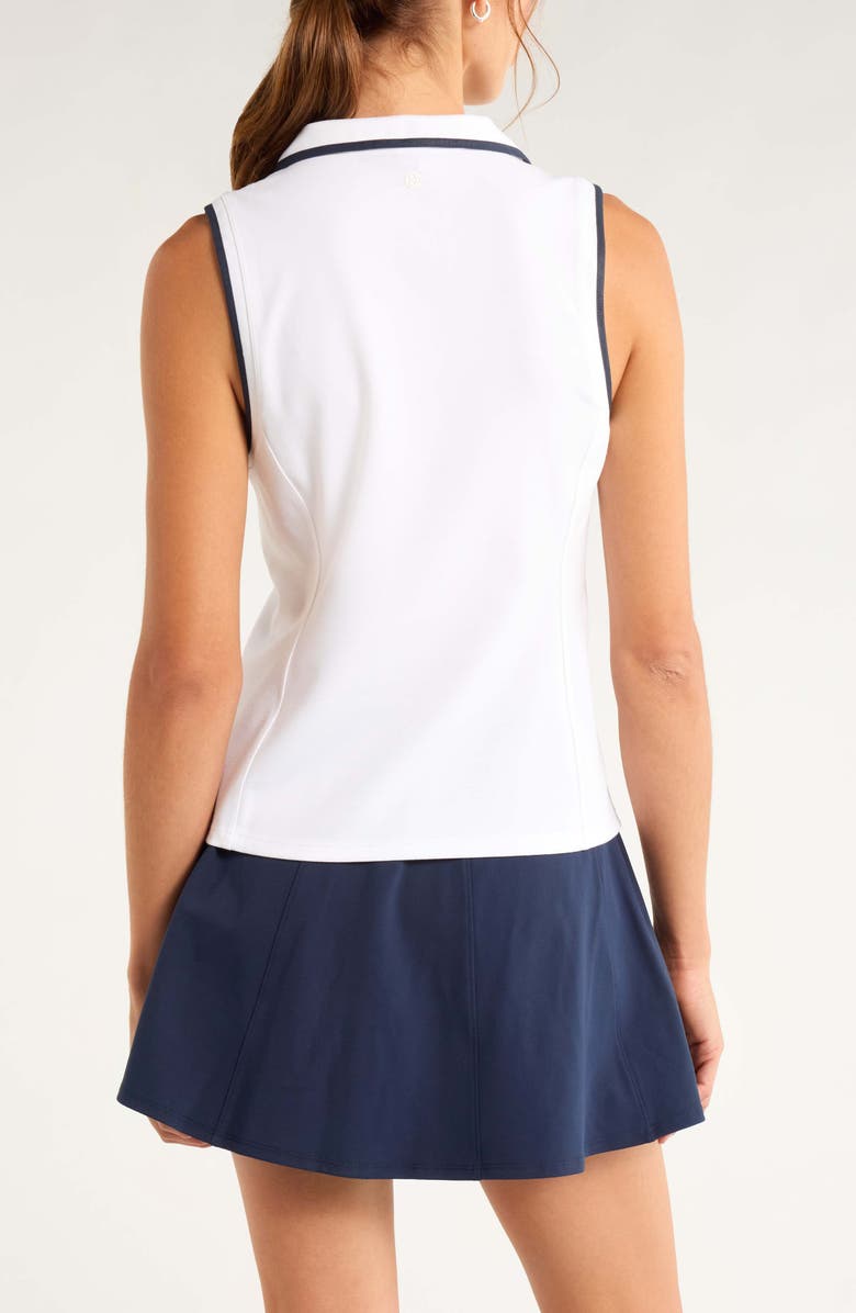Zella Pace Piqué Knit Polo Tank, Alternate, color, White