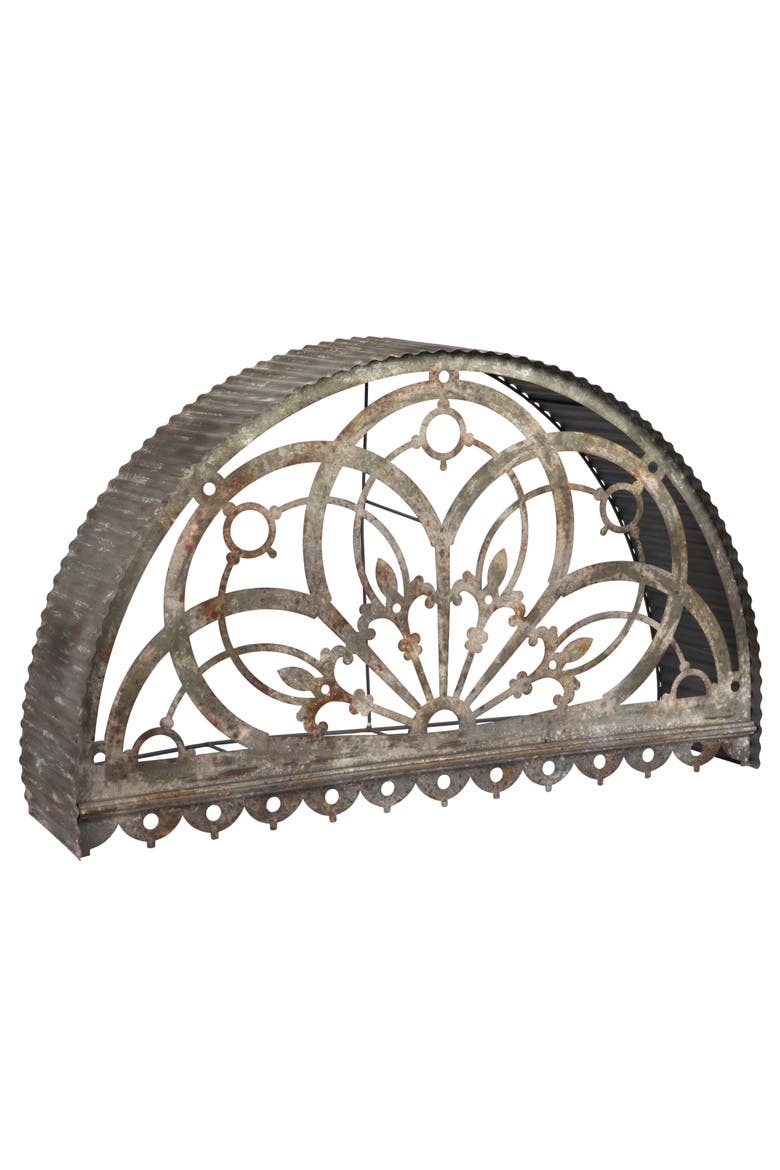 Large Decorative Metal Cutout Canopy Wall Décor, Main, color, Grey