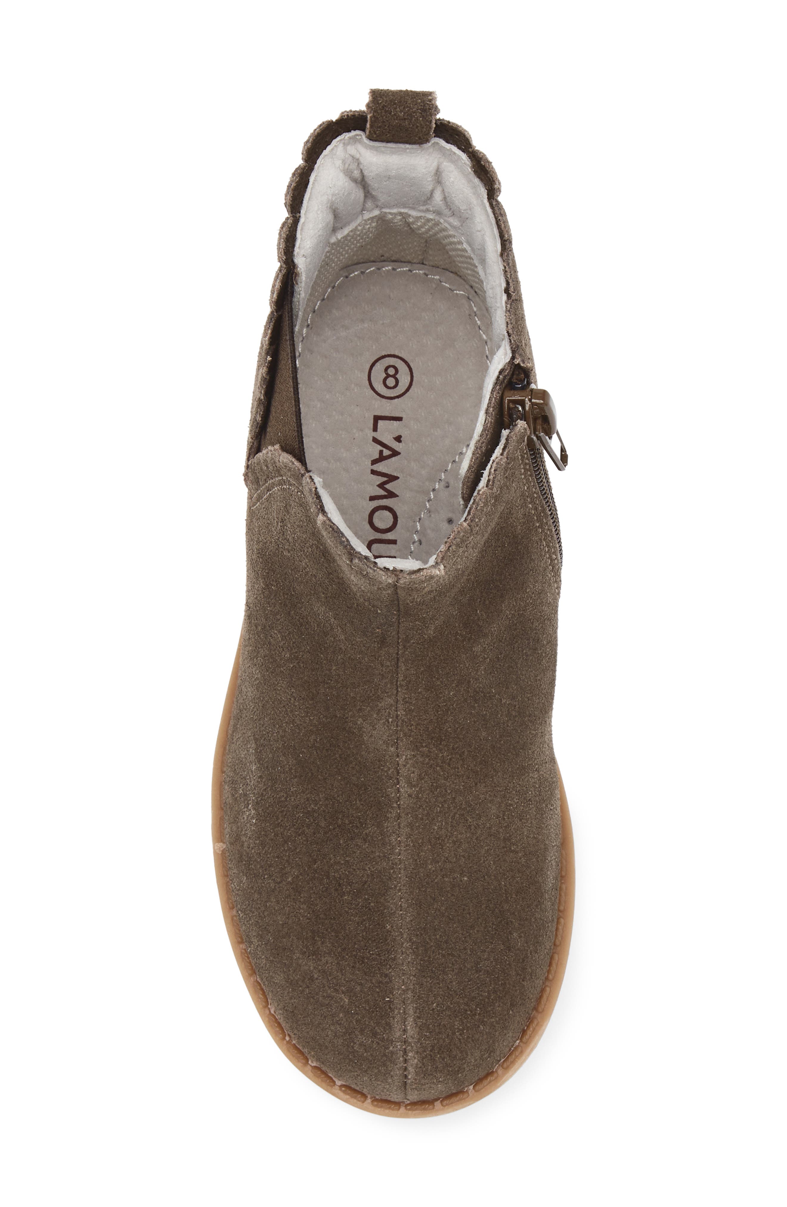 L'AMOUR Kids' Nicola Scalloped Bootie, Alternate, color, Brown
