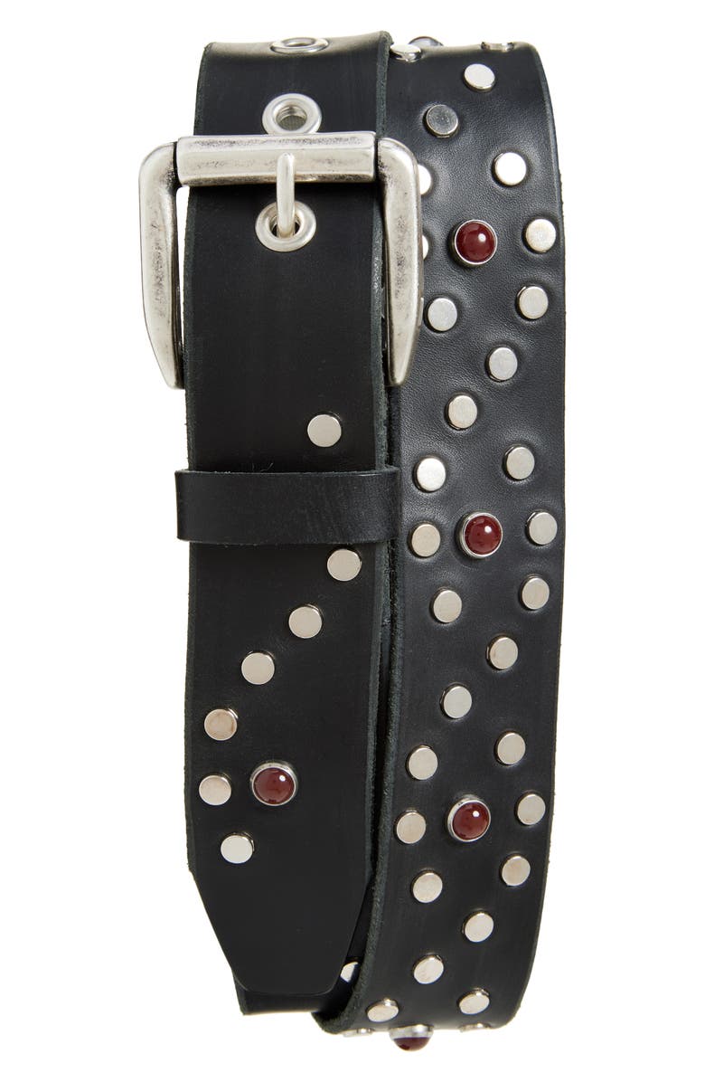 OUR LEGACY Vortex Studded Leather Belt, Main, color, Slow Black Arid Bull Hide