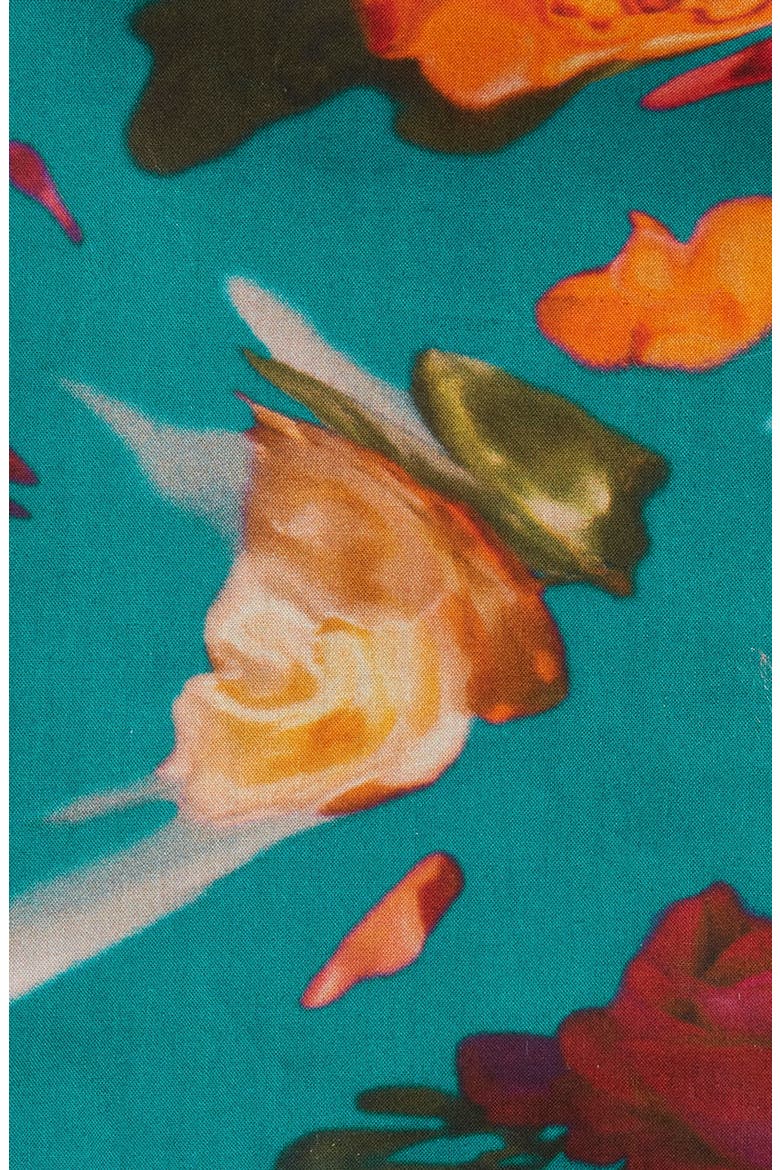 Teal Floral Cotton Pocket Square, Alternate, color, TEAL