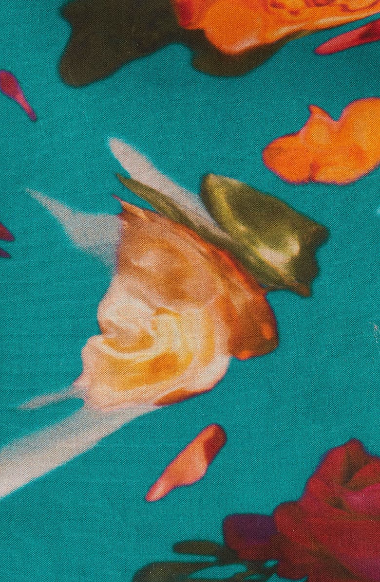 CLIFTON WILSON Teal Floral Cotton Pocket Square, Alternate, color, Teal