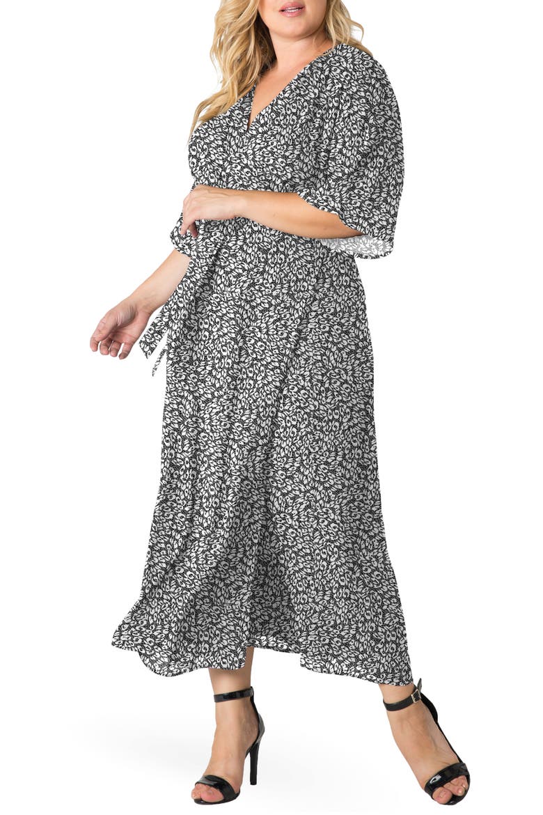 Short Sleeve Wrap Maxi Dress, Main, color, SMOKE LEOPARD