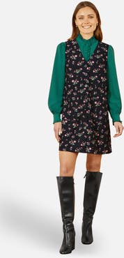 Yumi Floral Print Pinafore Dress