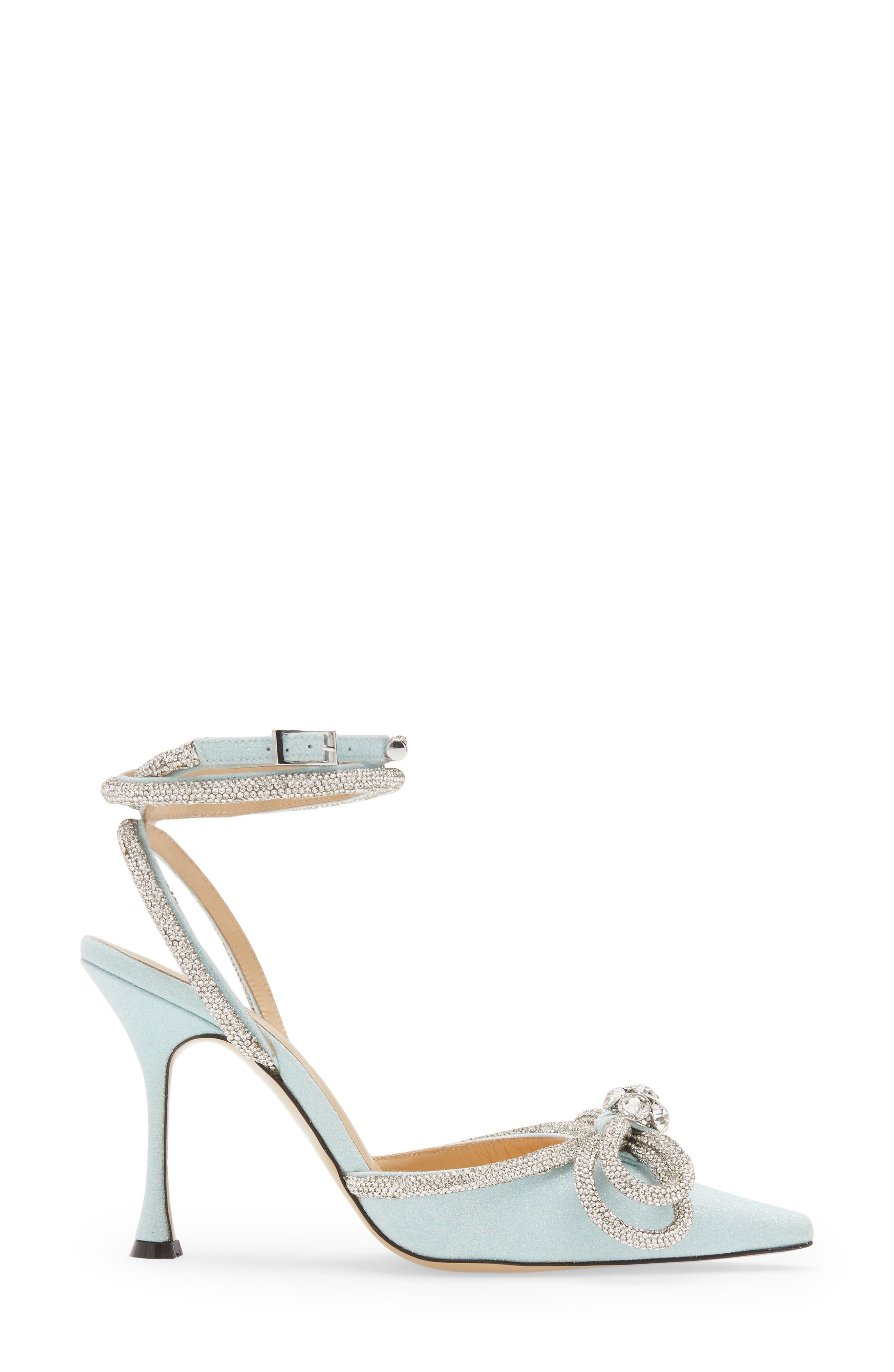 Mach & Mach Glitter Double Crystal Bow Pointed Toe Pump, Alternate, color, 