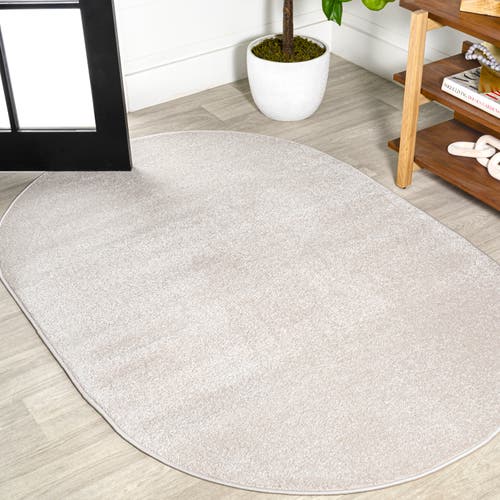 Jonathan Y Haze Solid Low-pile Oval Area Rug In Eggshell/ivory