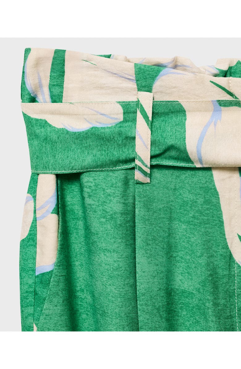 MANGO Floral Belted Pants, Alternate, color, Green