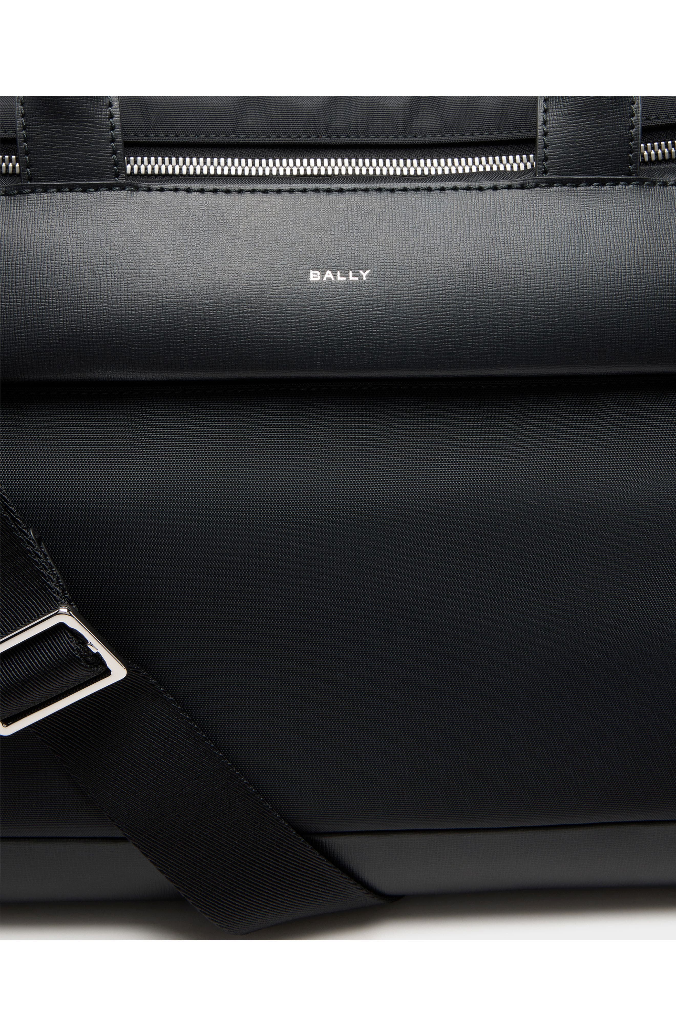 Bally Vogel Duffle Bag in Nylon and Recycled Leather, Alternate, color, Black