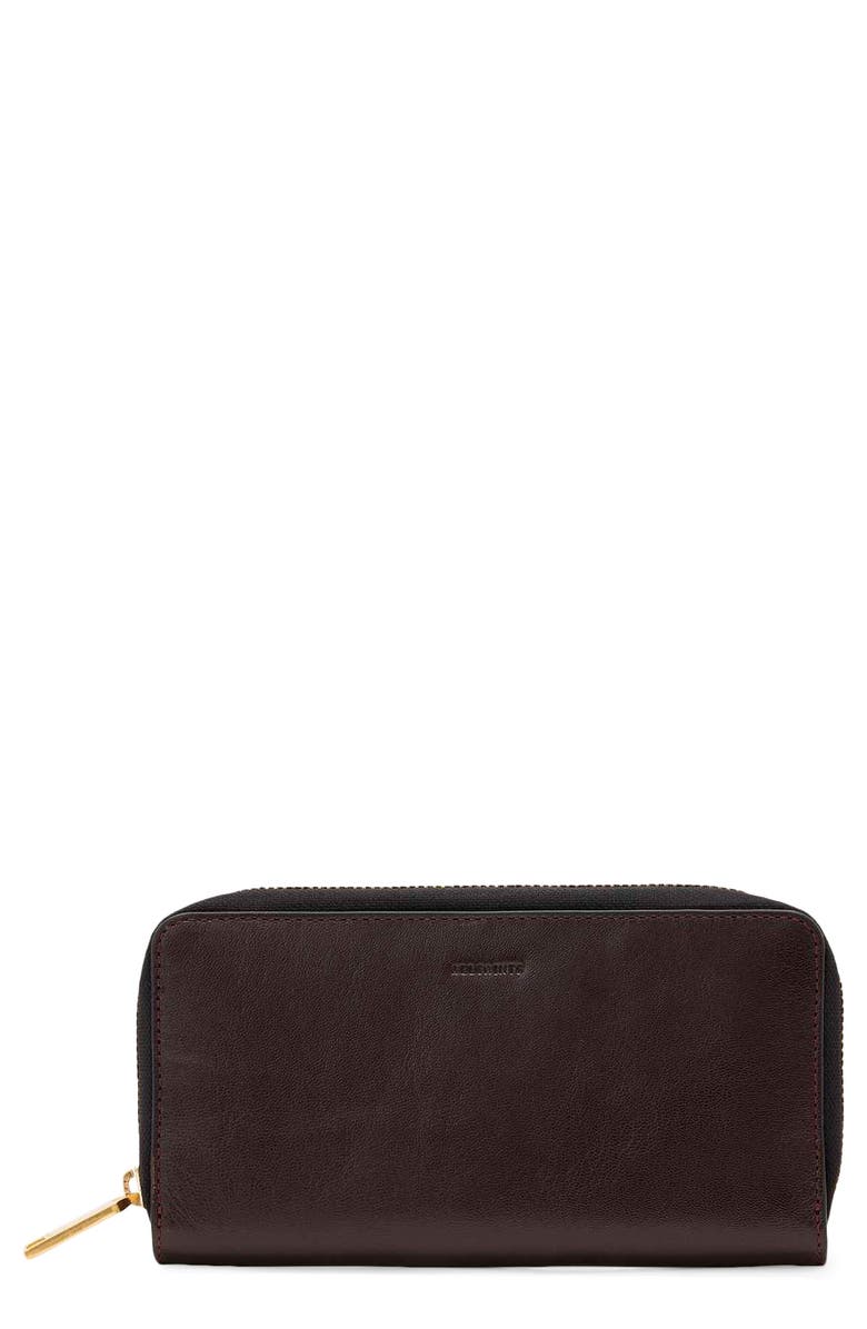 AllSaints Lena Continental Leather Wallet, Main, color, Burnt Umber Red