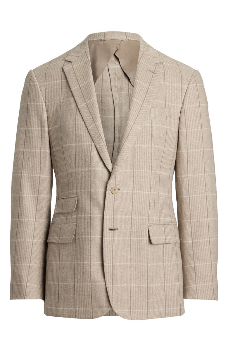 Ralph Lauren Purple Label Russel Plaid Wool, Silk & Cashmere Sport Coat, Alternate, color, Summer Sand/ Truffle