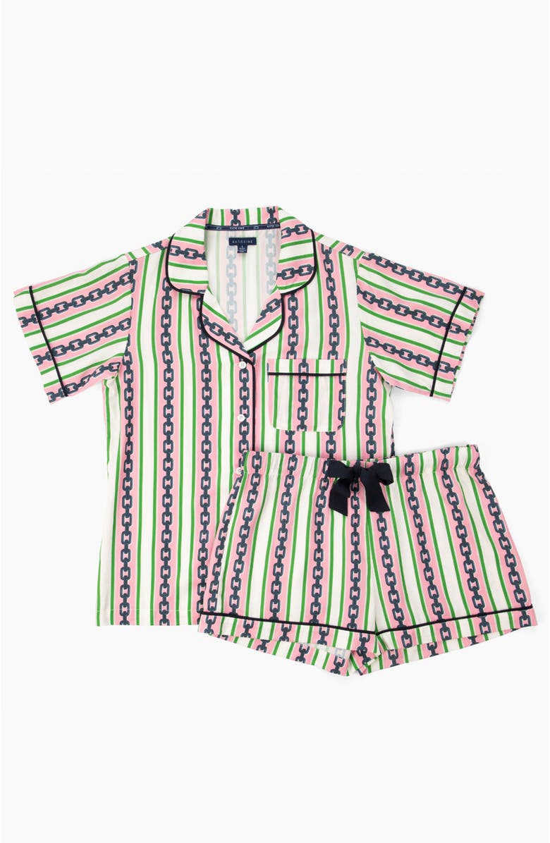 Katie Kime Chain Stripe Shorts Set, Alternate, color, Pink