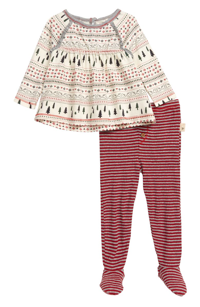 Burt's Bees Baby Festive Print Tunic & Footed Leggings Set, Main, color, 