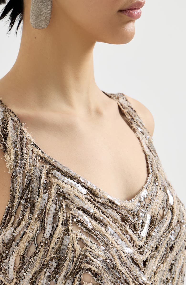 Brunello Cucinelli Dazzling Embroidery dress, Alternate, color, Brown