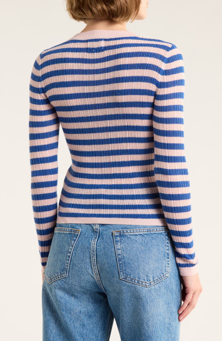 FRNCH Stripe Ribbed Knit Top, Alternate, color, Rose Pale